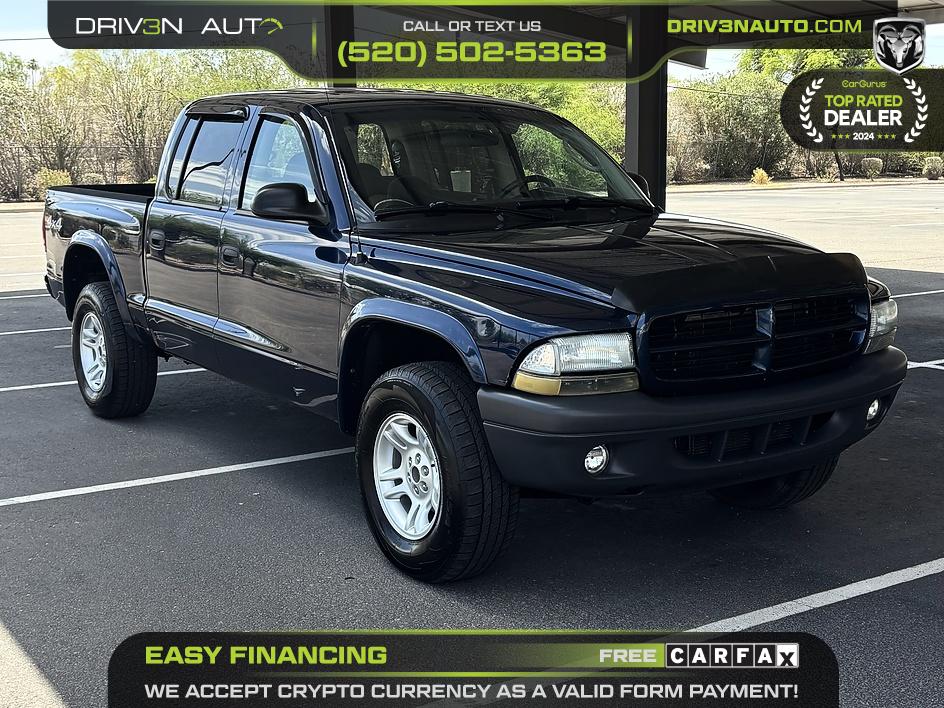 Blue 2003 Dodge Dakota Sport Quad Cab 4WD Pickup Truck Four-Wheel Drive Automatic