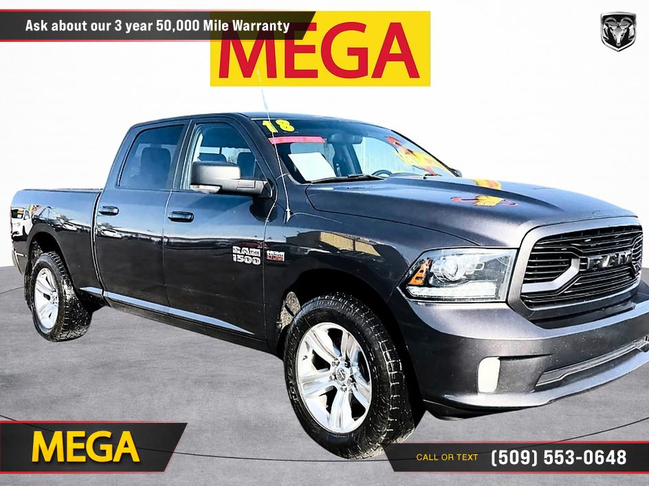 Gray 2018 RAM 1500 Sport Crew Cab 4WD Pickup Truck Four-Wheel Drive Automatic