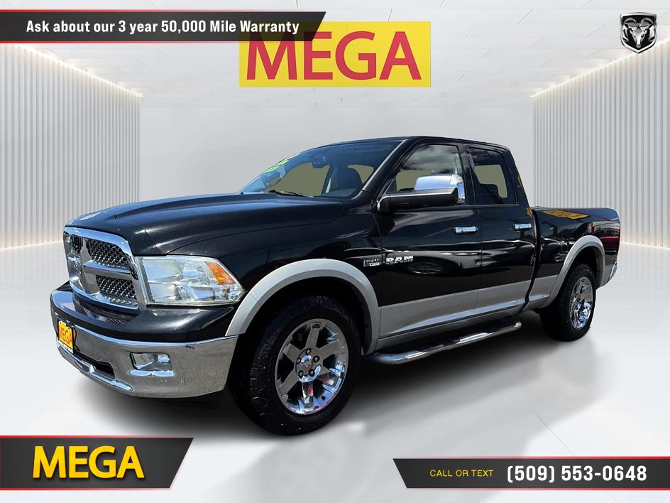 Black 2010 Dodge RAM 1500 Laramie Quad Cab 4WD Pickup Truck Four-Wheel Drive Automatic